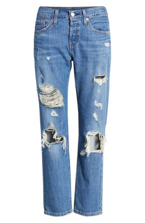 Levi's® 501™ Taper Ripped Boyfriend Jeans (Young and Reckless) | Nordstrom