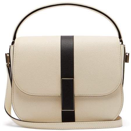 Iside Grained Leather Cross Body Bag - Womens - White Black