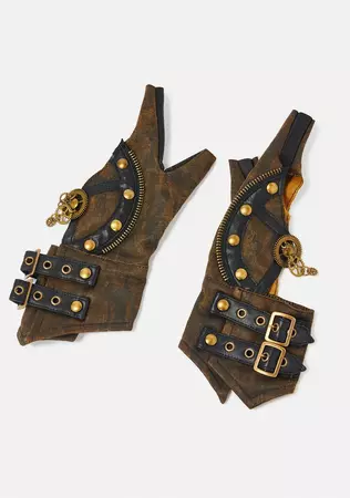 Devil Fashion Brown Steampunk Buckle Gloves – Dolls Kill