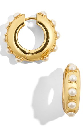 BaubleBar Claire Imitation Pearl Huggie Earrings | Nordstrom