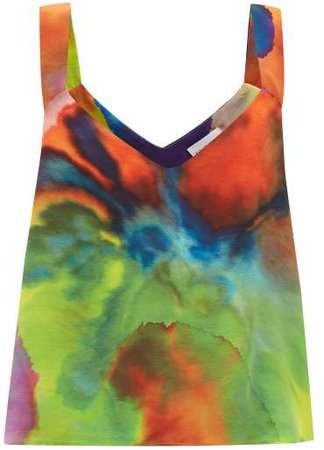 Neon Tie Dye Print Silk Cami Top - Womens - Multi