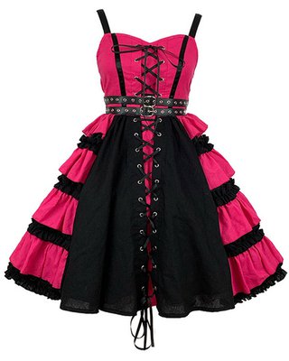 Milanoo Punk Gothic Sweet Lolita JSK Dress Hot Pink Sleeveless Polyester Harajuku Lolita Jumper Skirts