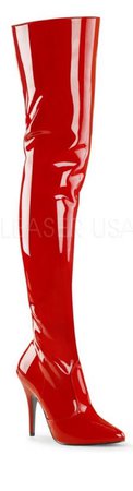 over-the-knee red patent leather boots