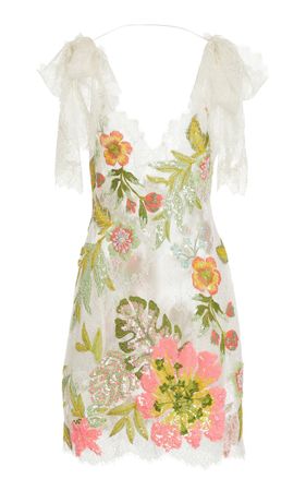Floral Appliquéd Lace Mini Dress By Elie Saab | Moda Operandi