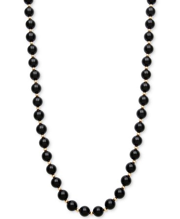 Macy's 10k Gold Onyx Bead Necklace