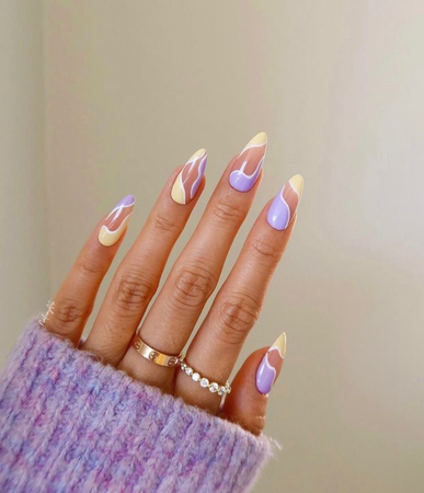 purple yellow acrylic nails