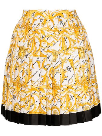 Versace Pleated baroque-print Silk Skirt - Farfetch