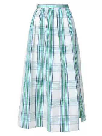 Shop Akris punto Check-Print Midi-Skirt | Saks Fifth Avenue