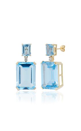 14k Gold Blue Topaz Frame Earrings By Mateo | Moda Operandi