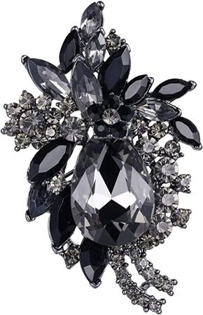 Amazon.com: EVER FAITH Women's Rhinestone Crystal Vintage Style Flower Teardrop Brooch Pendant Black Black-Tone: Brooches And Pins: Clothing, Shoes & Jewelry