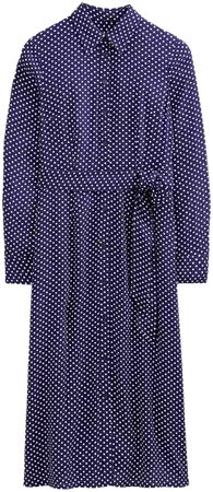 Kate Midi Shirt Dress - Navy, Dotty | Boden US