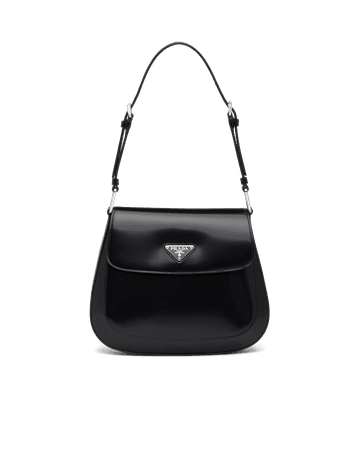 Black Prada Cleo brushed leather shoulder bag | Prada