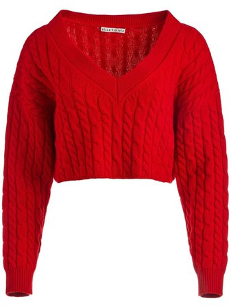 Alice+Olivia Ayden cable-knit Cropped Jumper - Farfetch