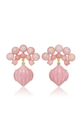 18k Yellow Gold Floresta Pink Opal Earrings By Sauer | Moda Operandi
