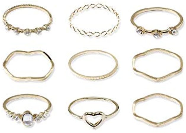 Amazon.com: Sither 9 Pcs Women Rings Set Knuckle Rings Gold Bohemian Rings for Girls Vintage Gem Crystal Rings Joint Knot Ring Sets for Teens Party Daily Fesvital Jewelry Gift: Clothing, Shoes & Jewelry