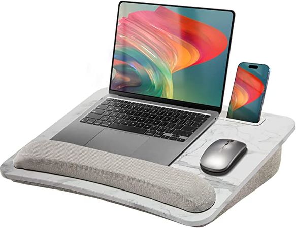 Amazon.com: HUANUO Lap Laptop Desk - Portable Lap Desk with Pillow Cushion, Fits up to 15.6 inch Laptop, with Anti-Slip Strip & Storage Function for Home Office Students Use as Computer Laptop Stand, Book Tablet : Office Products