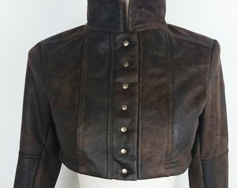 Black Short Jacket faux leather post apocalyptic clothing | Etsy
