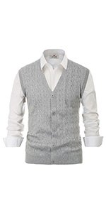 PJ PAUL JONES Men's Sweater Vest V-Neck Sleeveless Cable Knitted Cardigan Vest at Amazon Men’s Clothing store