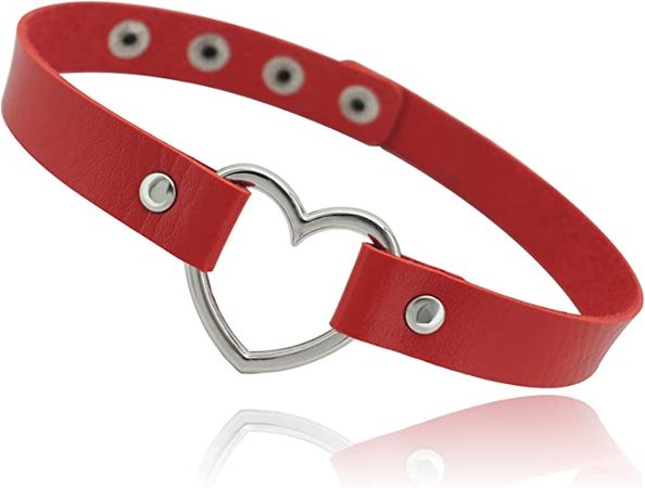 Amazon.com: ETHOON Love Heart Choker PU Leather Choker Necklace Goth Choker Collar Chain Red: Clothing, Shoes & Jewelry