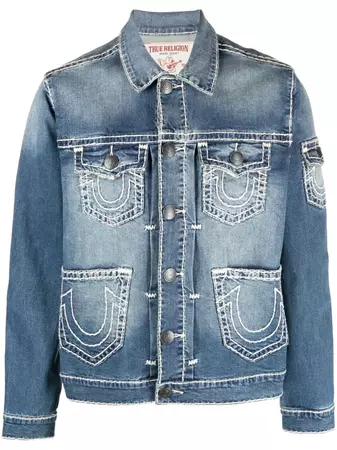 True Religion contrast-stitching Denim Jacket - Farfetch