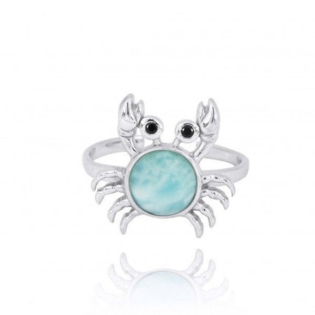 Crab Ring 925 Sterling Silver Crab Ring with Larimar and | Etsy