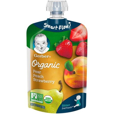 Gerber Organic 2nd Foods Pear Peach & Strawberry Baby Food - 3.5oz : Target