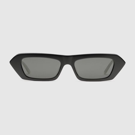 Black Rectangular sunglasses with crystals | GUCCI® US