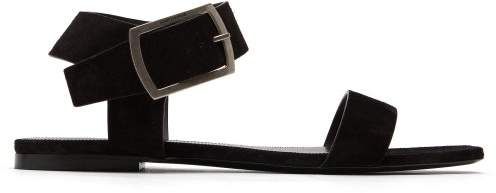 Oak Suede And Leather Buckle Sandals - Womens - Black