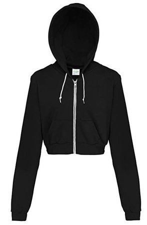 Cropped black zip-up hoodie