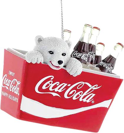 Coca-Cola Kurt Adler Polar Bear Cub in Coke Cooler Ornament, Resin, 2.75-Inch : Home & Kitchen