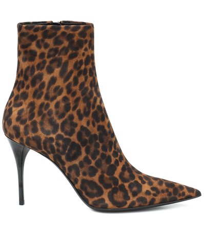 Saint Laurent, Lexie 90 leopard-print suede ankle boots
