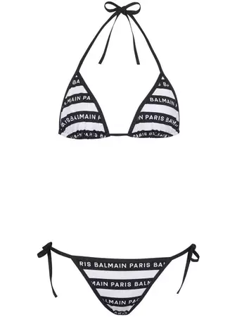 Balmain logo-print Halterneck Bikini - Farfetch