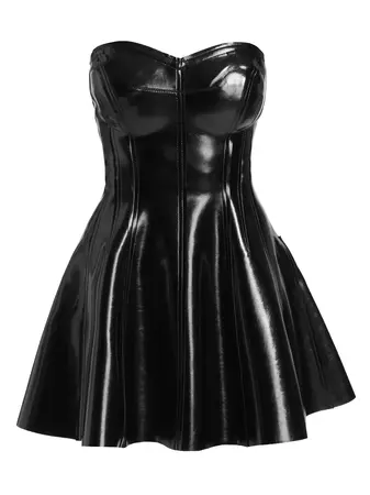 Shop Norma Kamali Grace Vegan Patent Leather Strapless Minidress | Saks Fifth Avenue