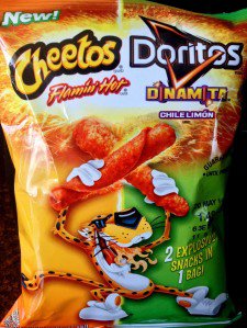 Frito Lay 2 explosive flavors 1 bag – Cheetos Flamin’ Hot Doritos Dinamita | Chip Review