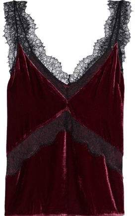 The Josie Chantilly Lace-trimmed Velvet Camisole