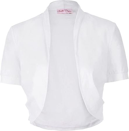 Belle Poque Women's Bolero Shrug Short Sleeve Cardigan Open Front Cropped Shrug (Black&White,M) BP000215 : Amazon.ca: Clothing, Shoes & Accessories