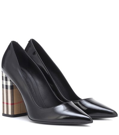 Vintage Check and leather pumps