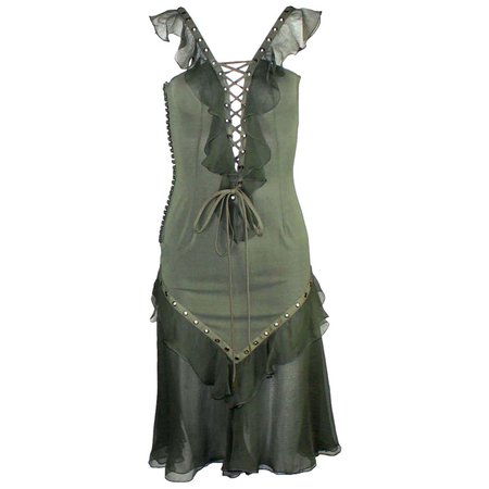 UNWORN Christian Dior by John Galliano Deep Cleavage Laceup Silk Dress For Sale at 1stDibs | deep cleavage dresses, deep cleavage gowns, deep cleavage dress