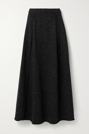 Arlette Melange Wool Maxi Skirt - Black