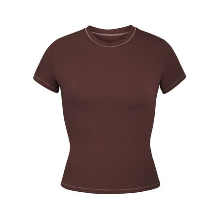 Cotton Jersey T-Shirt - Chocolate | SKIMS
