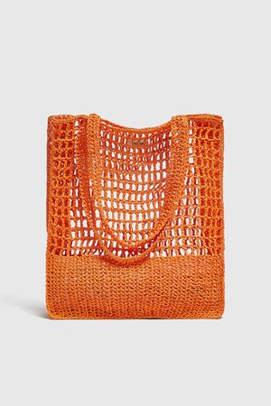 Paper tote bag with open knit - pull&bear
