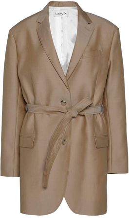 Lanvin High-Low Wool-Silk Blend Coat Size: 36