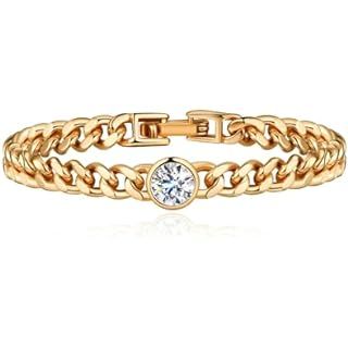 Amazon.com: Yowivon Gold Bracelets for Women Trendy Dainty Gold Plated Adjustable Chunky Cuban Link Bracelet Stainless Steel Non Tarnish Fashion Jewelry Gifts: Clothing, Shoes & Jewelry