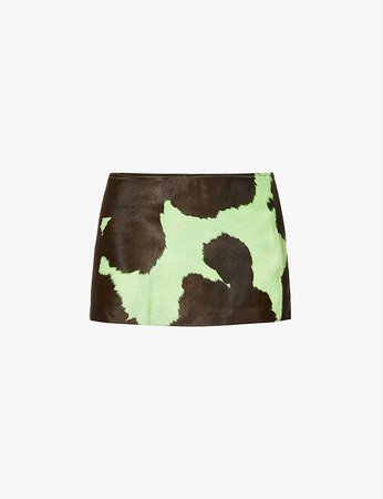 MOWALOLA - Fuji cow-pattern leather mini skirt | Selfridges.com