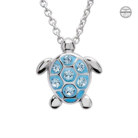 Sea Turtle Necklace With Aqua Swarovski® Crystals - Small Size — Ocean Jewelry Store