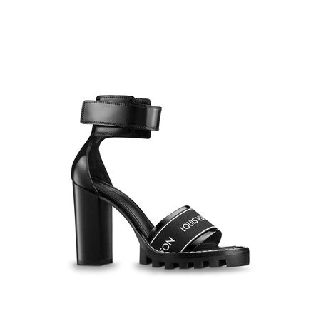 B&W Louis Vuitton heel Star trail sandals
