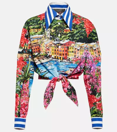 Portofino Printed Cotton Jersey T Shirt in Multicoloured - Dolce Gabbana | Mytheresa