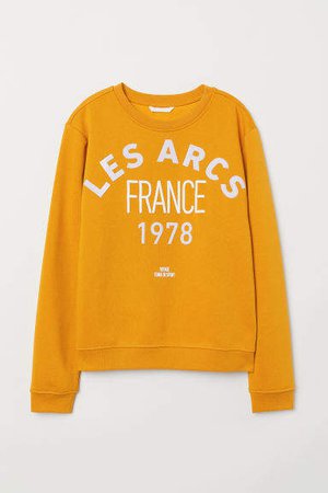 Sweatshirt with Printed Design - Yellow