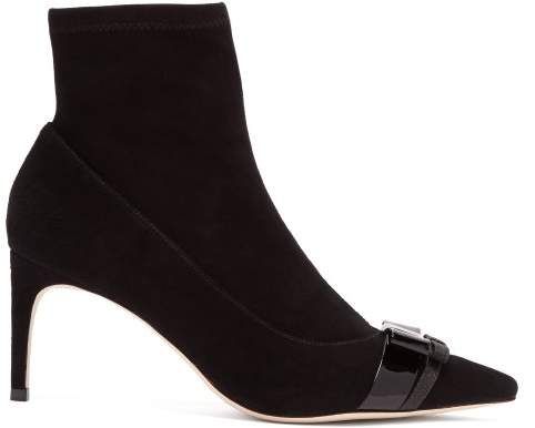 Andie Bow Trim Suede Boots - Womens - Black