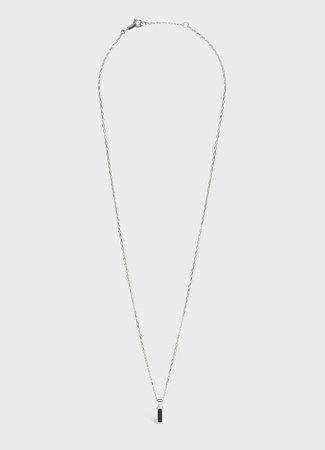 Celine Sentimental Baguette Necklace in White Gold and Onyx